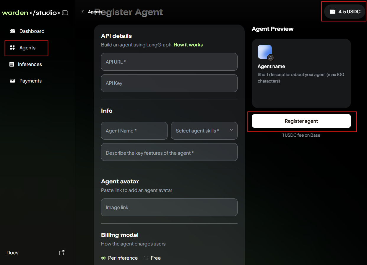 Registering an Agent in Warden Studio